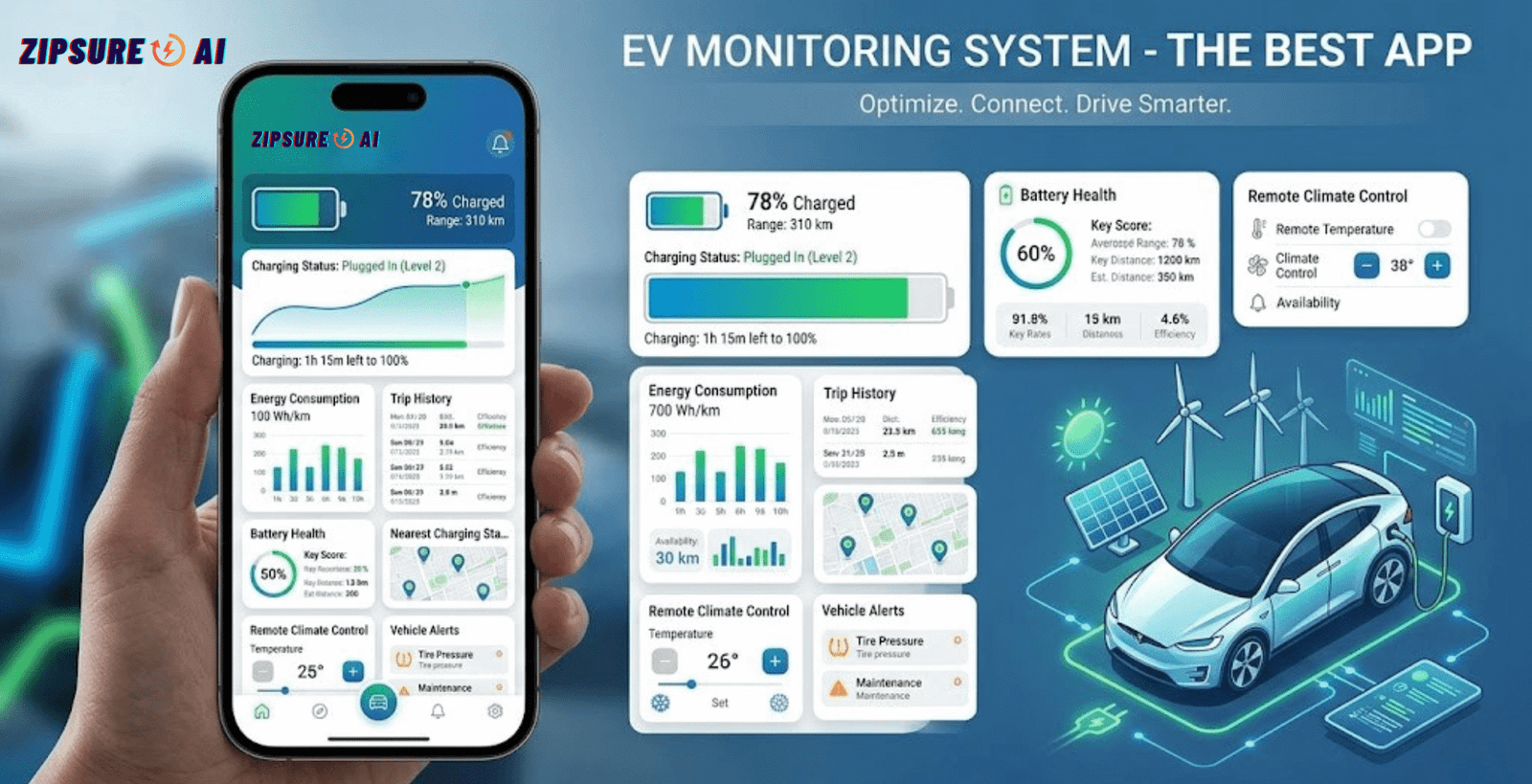 Best App for EV Monitoring Systems in India | Zipsure Ai